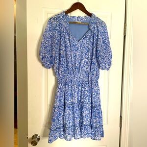 THE IMPECCABLE PIG BLUE print TIERED SHORT DRESS